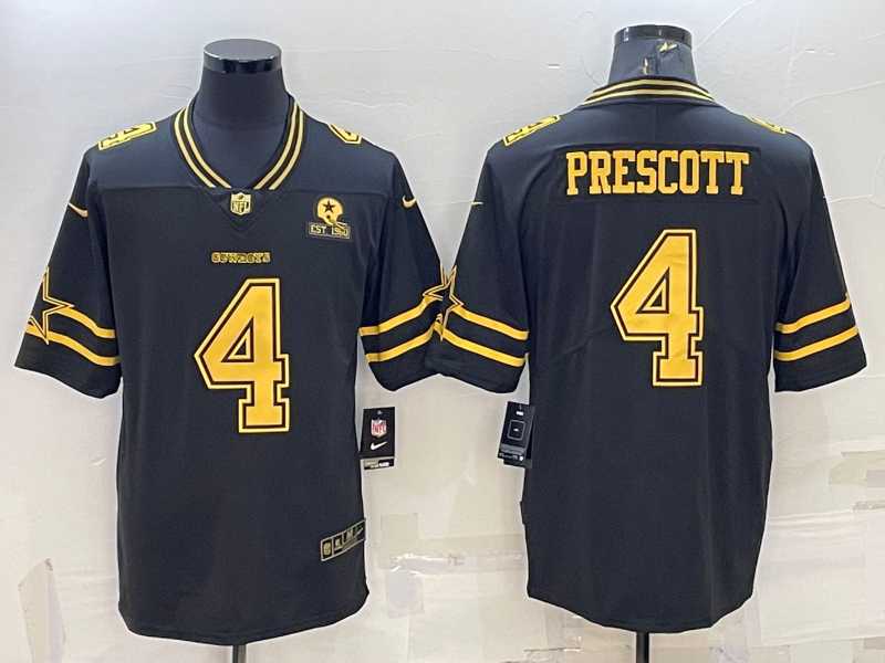 Men's Dallas Cowboys #4 Dak Prescott Black Gold Edition With 1960 Patch Limited Stitched Football Jersey,We sell and wholesale Men's Dallas Cowboys #4 Dak Prescott Black Gold Edition With 1960 Patch Limited Stitched Football Jersey on line form chian!